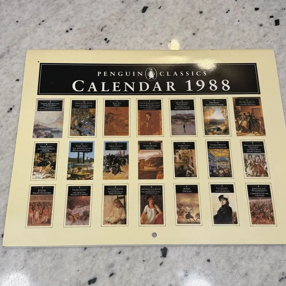 Penguin Classics Books Calendar 1988 Vintage Literature 11x14”